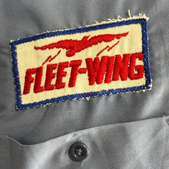 Vintage Fleet-Wing Work Shirt Medium Vapor Wear Grunge Blue Button-Up 80's - Picture 6 of 13
